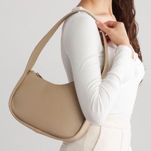 BCBG Bcbgmaxazria Asymmetric Shoulder Bag Dress Taupe Cream Beige Maxazria